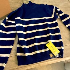 Longyuan Blue and White Striped Sweater - NWT size small